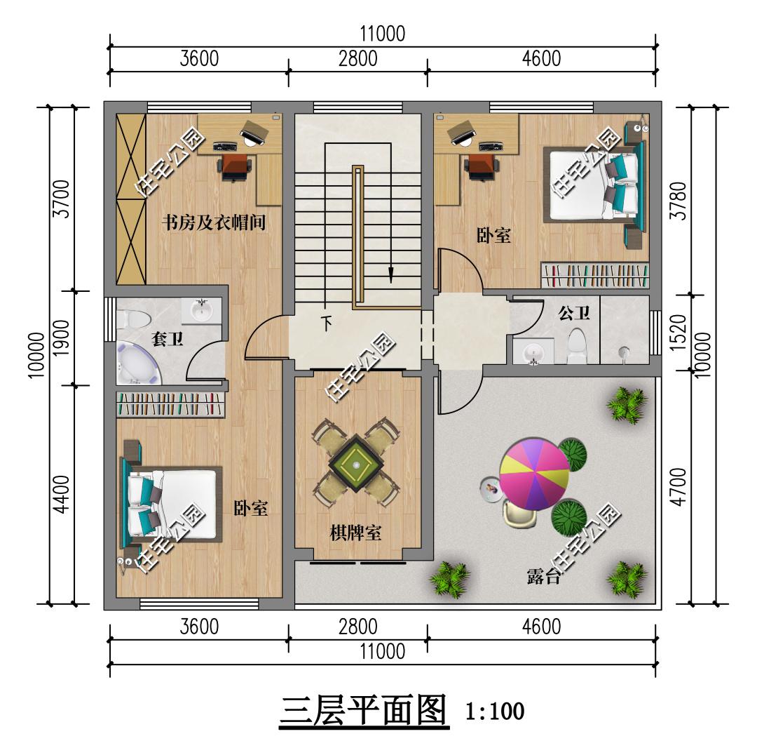 农村三层别墅12✘11米，该怎么设计？