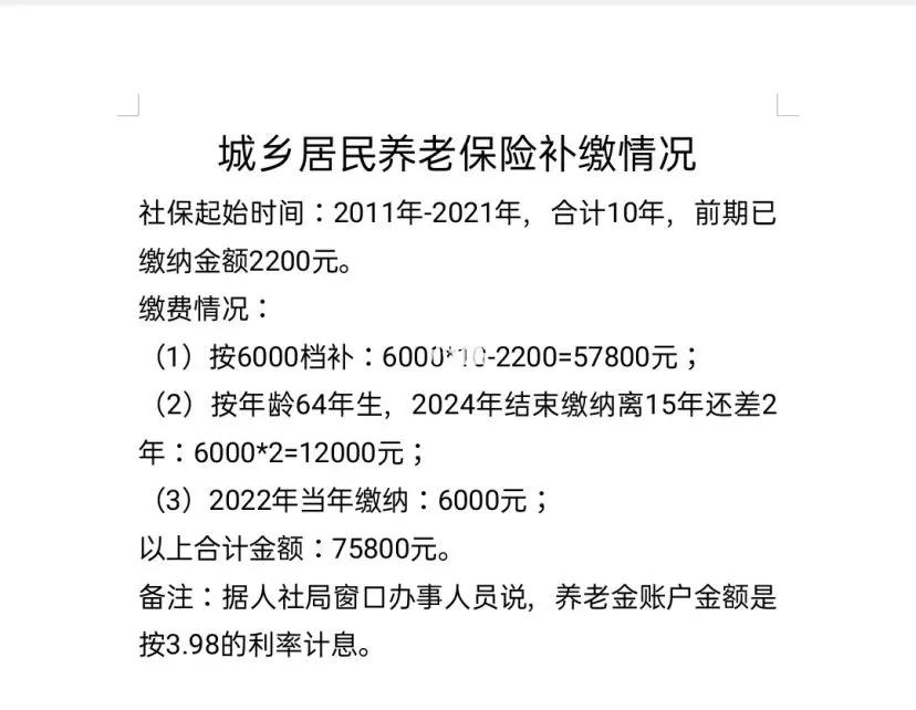 我有12万元，是存钱养老，还是一次性补交城乡居民养老保险？